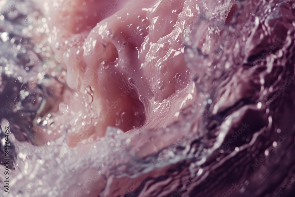 Fototapeta premium Close Up of Pink Water Splashing Inside a Shell