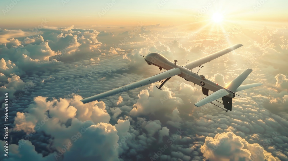 A plane soaring through the clear blue sky with the sun shining brightly in the background A plane soaring through the clear blue sky with the sun shining brightly in the background