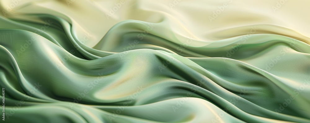 Soft green satin textile folds creating a gentle and elegant abstract background Soft green satin textile folds creating a gentle and elegant abstract background