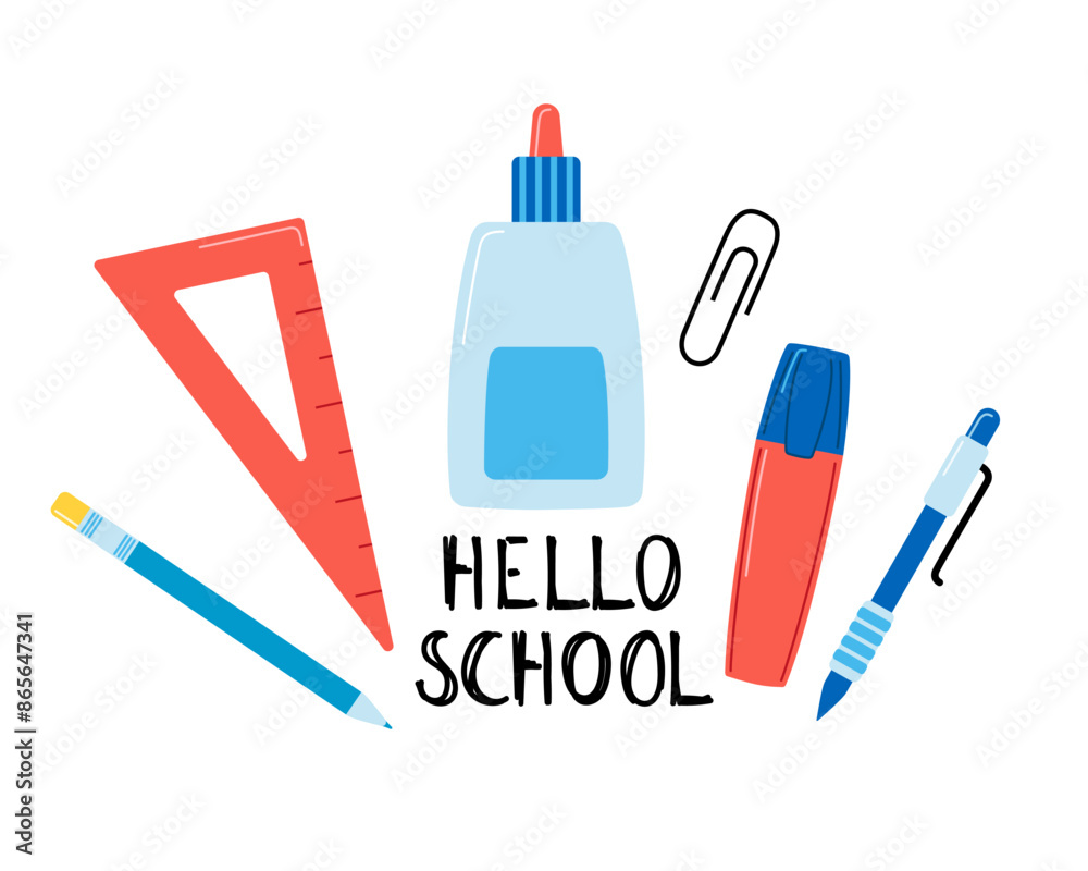 Back to school background with kids school backpack with education supplies vector illustration. Back to school background with kids school backpack with education supplies vector illustration.