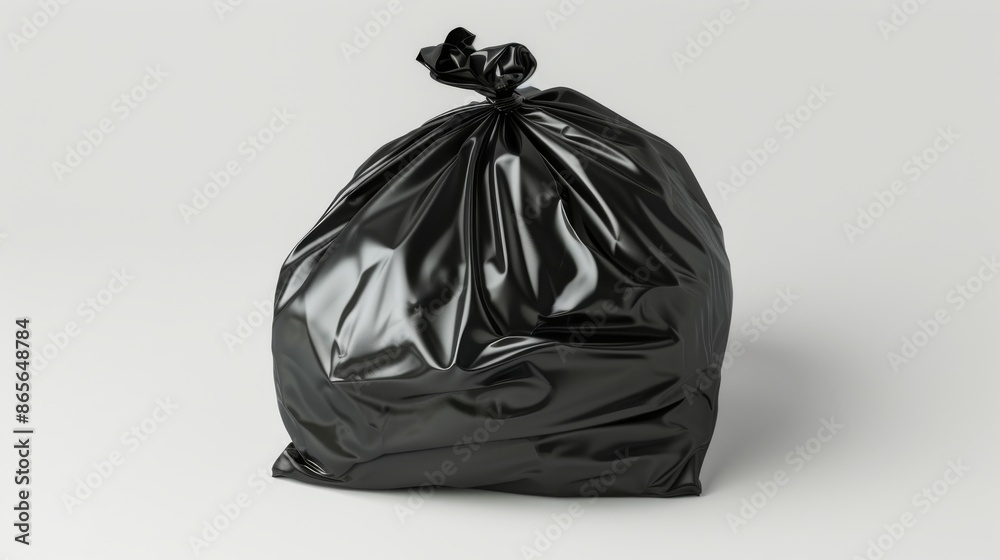 Black garbage bag on white background, isolated trash concept Black garbage bag on white background, isolated trash concept