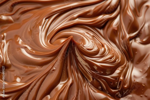 Close-up shot of a rich and creamy chocolate swirl