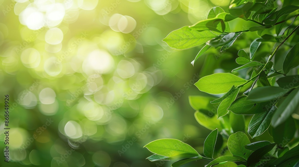 Lush green foliage with soft focus in garden setting space for text natural sunlight and bokeh effect ideal for eco themed designs Lush green foliage with soft focus in garden setting space for text natural sunlight and bokeh effect ideal for eco themed designs