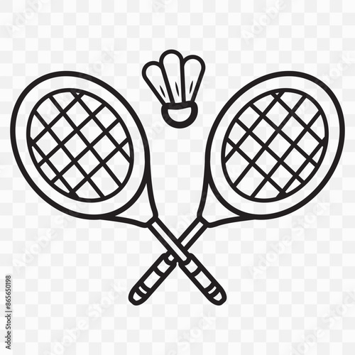 Racket, Badminton, Sport Icon, vector, silhouette design on transparent background. Badminton, symbol , Sport element icon design for websites, web design, mobile app, logo.  Vector illustration.