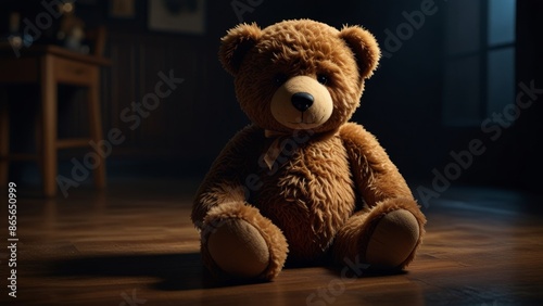 Cozy Teddy Bear in Wooden Room