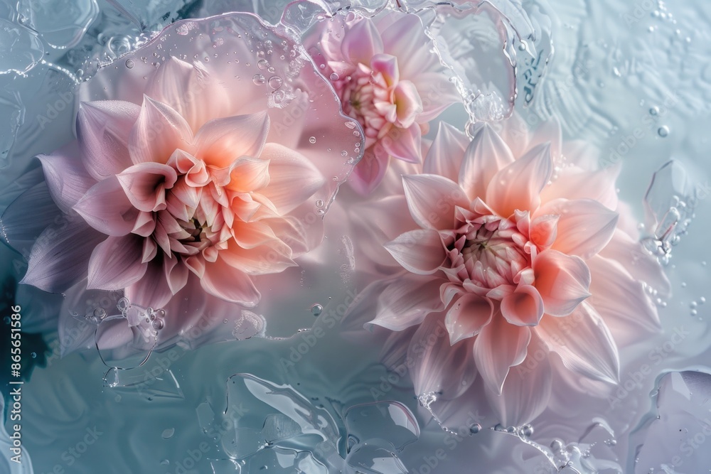 Three pink flowers bobbing in a calm pool of water, great for summer or floral-themed projects Three pink flowers bobbing in a calm pool of water, great for summer or floral-themed projects