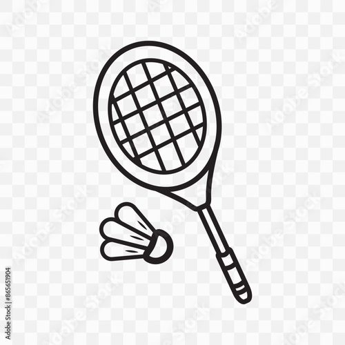 Badminton, Racket, Sport Icon, vector, silhouette design on transparent background. Badminton, symbol , Sport element icon design for websites, web design, mobile app, logo.  Vector illustration.