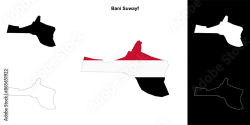 Bani Suwayf governorate outline map set