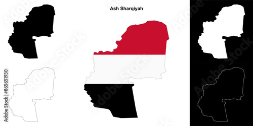 Ash Sharqiyah governorate outline map set photo