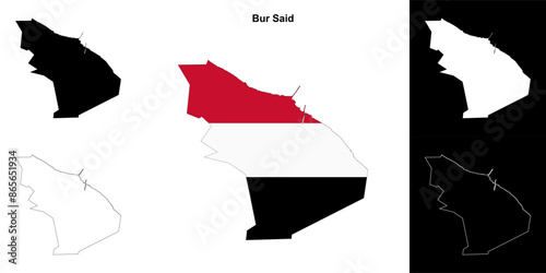 Foto Bur Said governorate outline map set