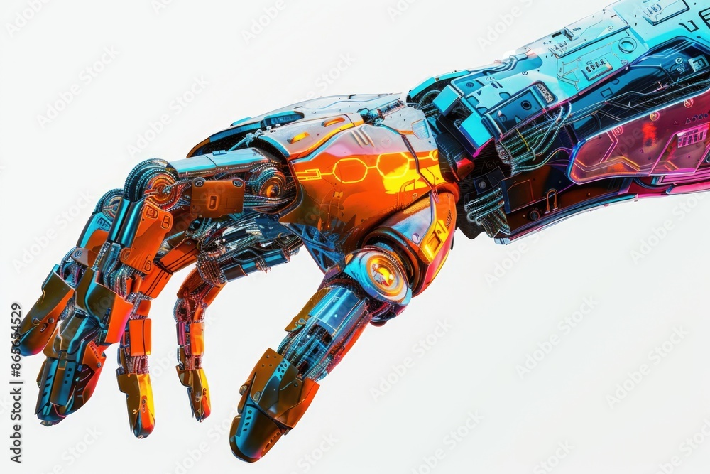 A close-up shot of a robot's mechanical hand with intricate details and texture A close-up shot of a robot's mechanical hand with intricate details and texture