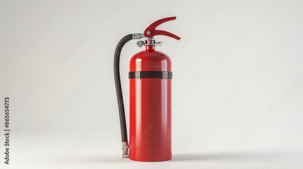 Obraz premium Red fire extinguisher on white background, studio shot. Safety equipment concept