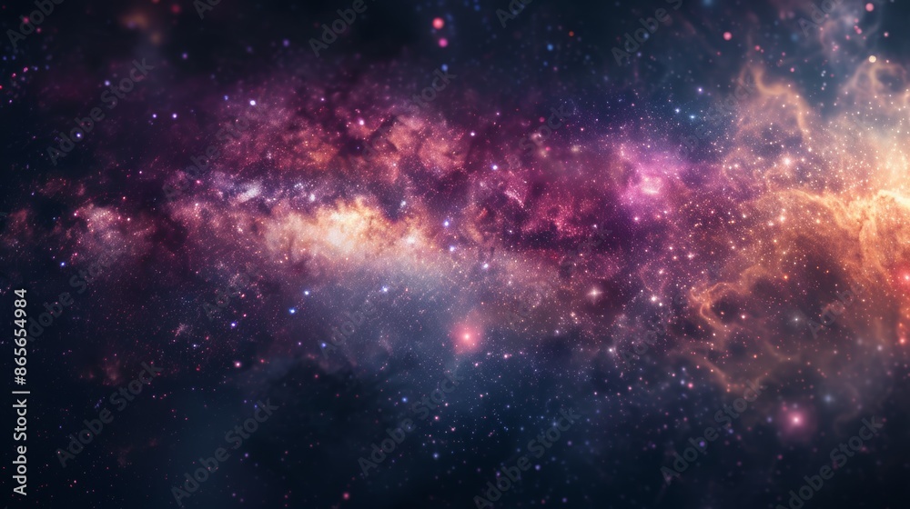 Naklejka premium Cosmic Dreams - Galaxy-themed Wallpaper with a Dark Void for Text
