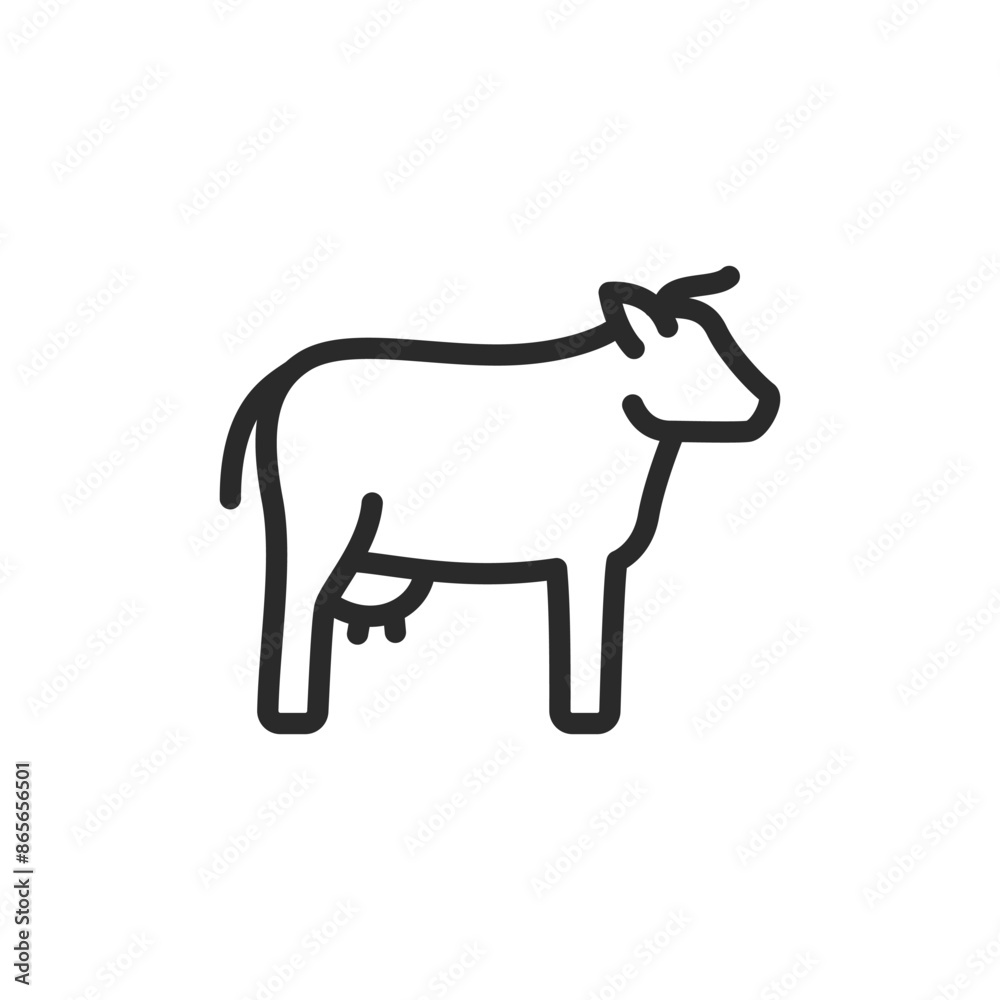 Cow, linear style icon. farming and dairy production. Editable stroke width. Cow, linear style icon. farming and dairy production. Editable stroke width.