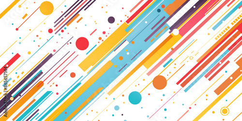 Colorful flat design illustration background with colorful lines and arrows, simple shapes