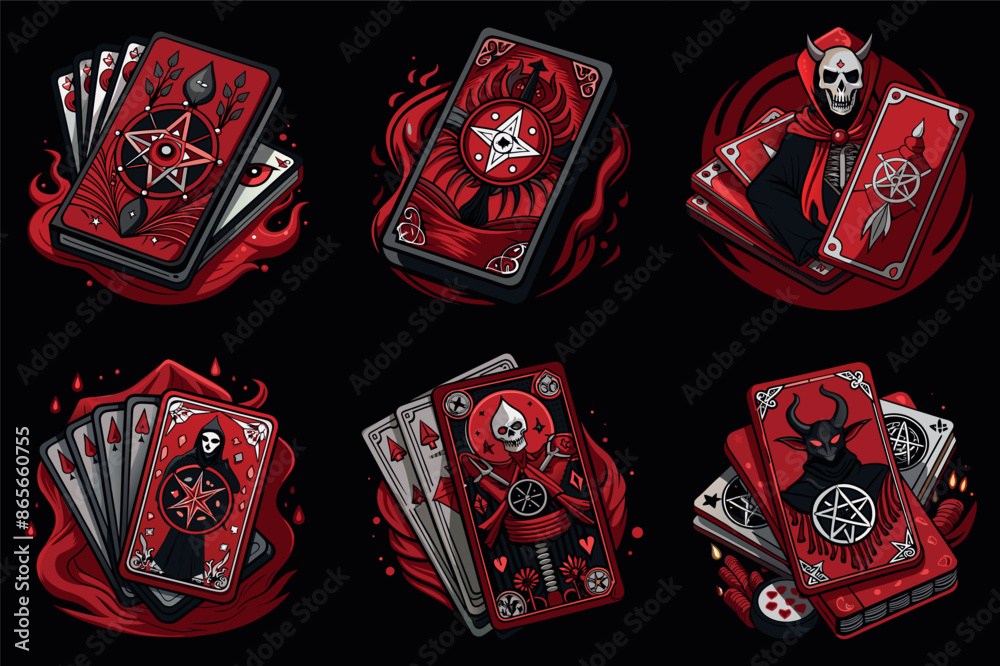 Vector set of magical cards. Dark magic concept art Vector set of magical cards. Dark magic concept art