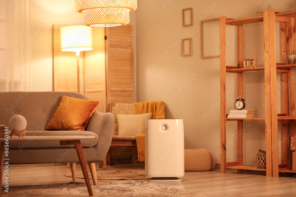 © Pixel-Shot - Humidifier on floor in living room at evening