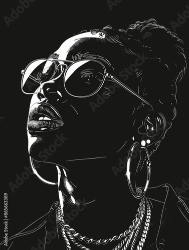 Portrait of beautiful African American woman. Vector illustration.