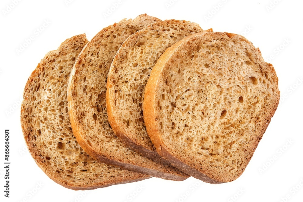 A stack of freshly baked bread slices on a white surface, ideal for photography and culinary use A stack of freshly baked bread slices on a white surface, ideal for photography and culinary use