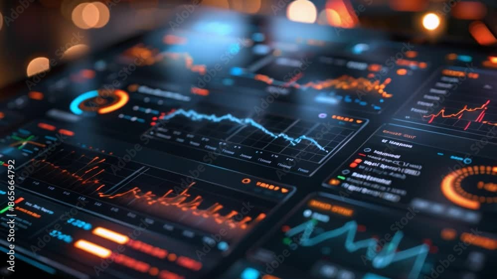 This close-up shot of a computer screen displaying financial data and charts. This close-up shot of a computer screen displaying financial data and charts.