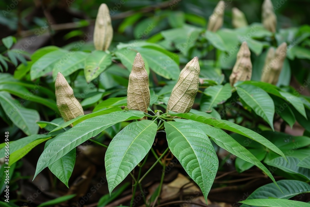 Cassava also known as manioc is a tropical shrub from the Euphorbiaceae family Cassava also known as manioc is a tropical shrub from the Euphorbiaceae family