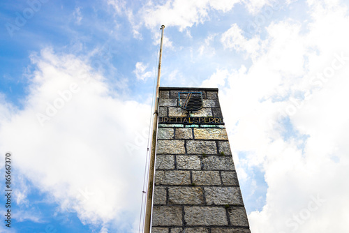 the urfttalsperre sign column in germany photo