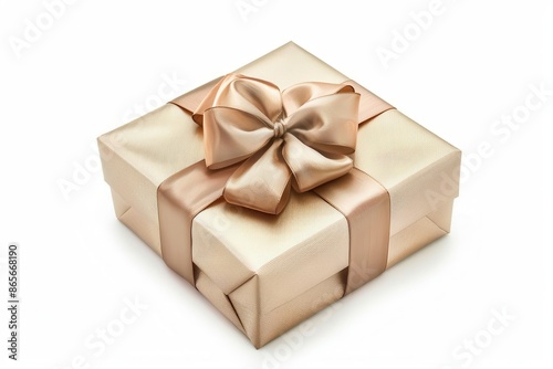 elegantly wrapped gift box with a luxurious bow isolated on a crisp white background perfect composition for showcasing special occasions and celebrations © Jelena
