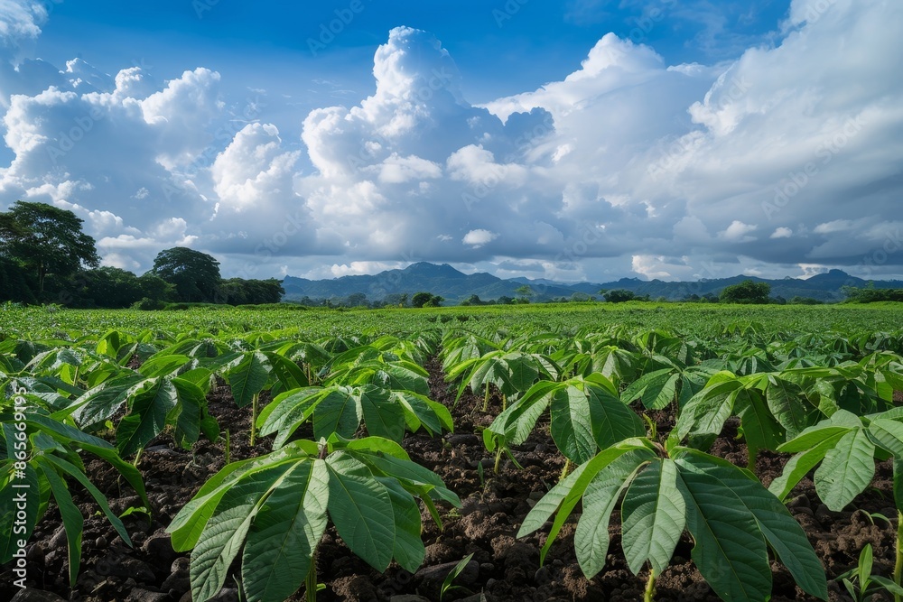 Cassava field at sunrise