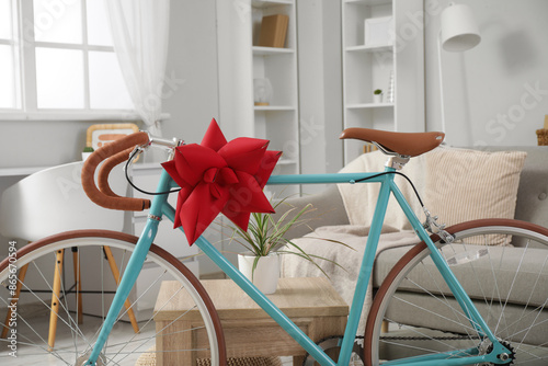Gift bicycle in living room...
