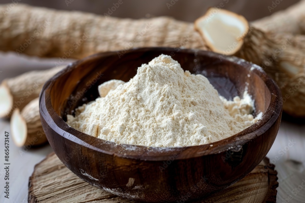 Cassava flour in a bowl Cassava flour in a bowl