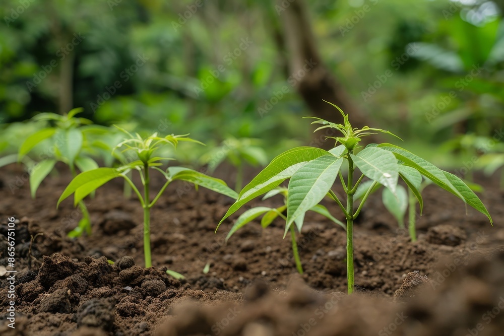 Cassava seeds planted in Indonesia s cassava garden Cassava seeds planted in Indonesia s cassava garden