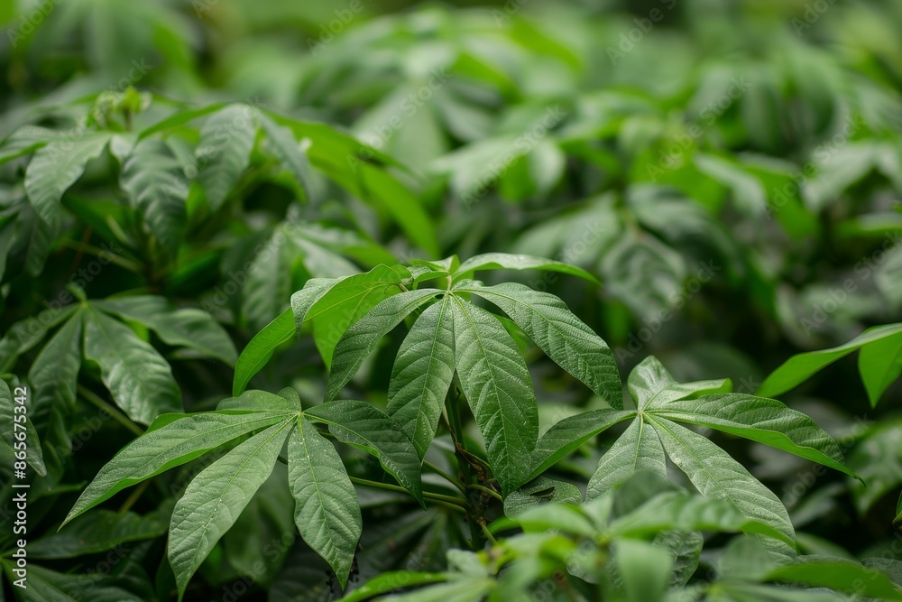 cassava tree with green leaves cassava tree with green leaves