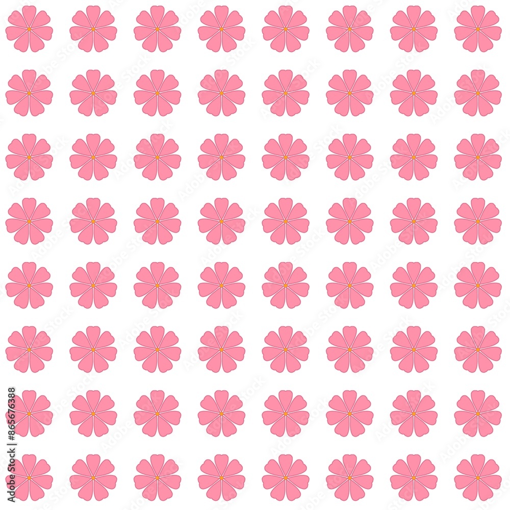 Seamless pattern of delicate pink flowers blooms against a white background. Seamless pattern of delicate pink flowers blooms against a white background.
