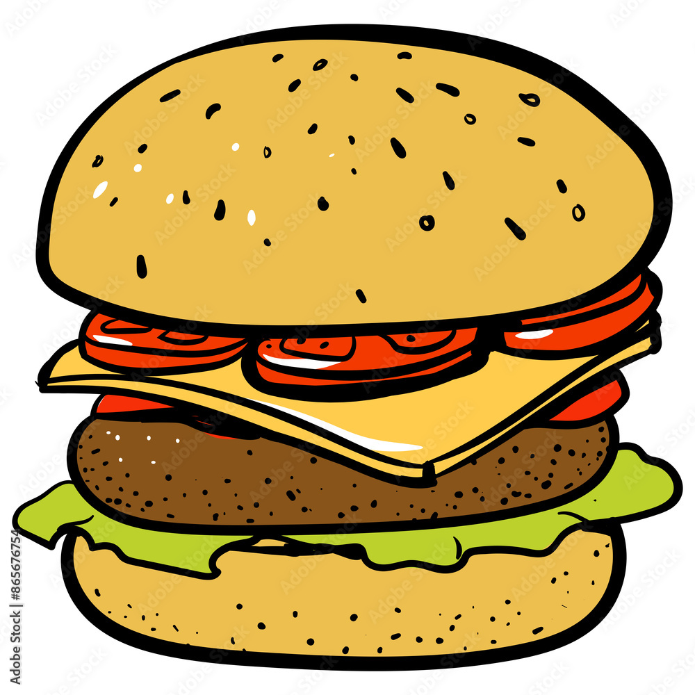 Burger comic book style pop art retro PNG illustration Burger comic book style pop art retro PNG illustration
