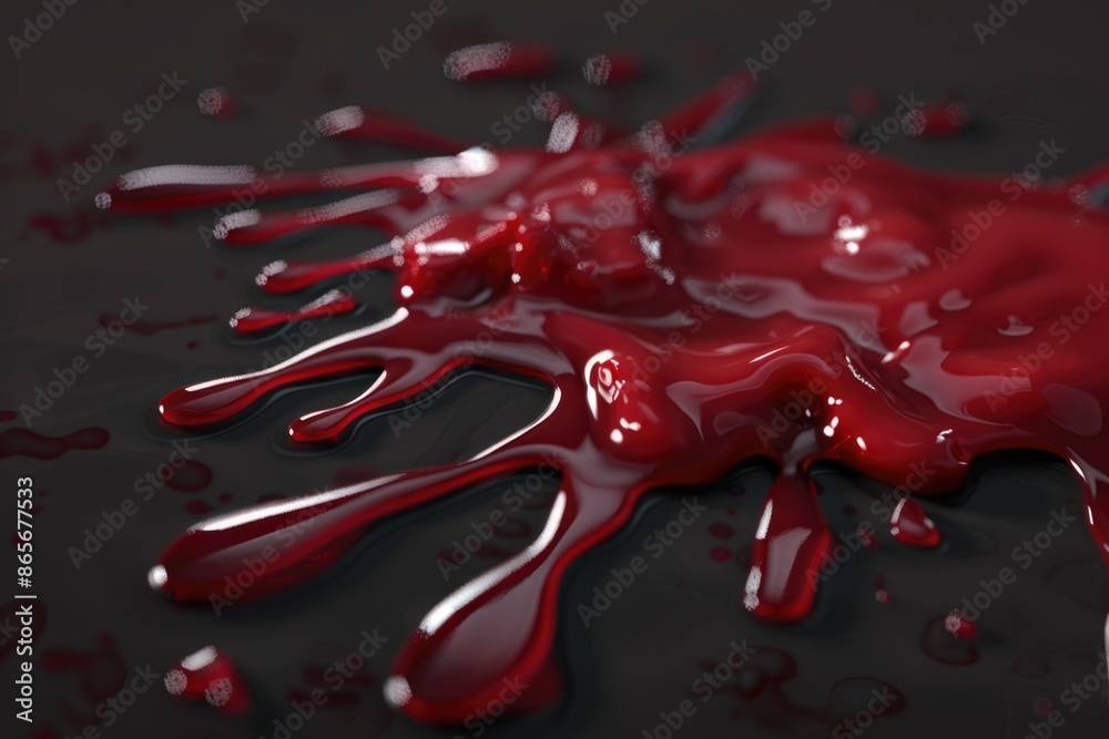 A close-up shot of a bright red liquid on a black surface A close-up shot of a bright red liquid on a black surface