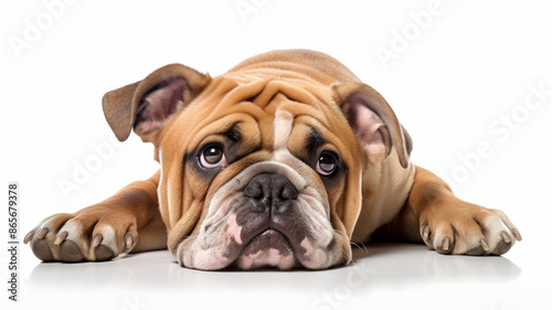 Adorable Bulldog Puppy Portrait, Close Up Canine Friend