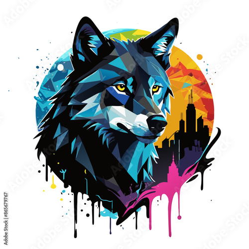 Wolf Vector Art T-shirt Generative Ai