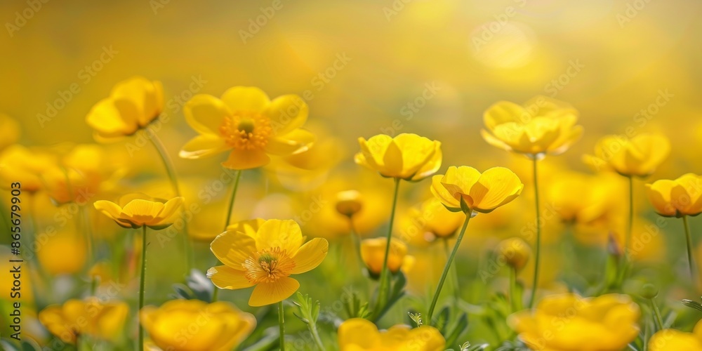 Yellow buttercup flower meadow background. Floral spring wallpaper, banner. Nature Yellow buttercup flower meadow background. Floral spring wallpaper, banner. Nature