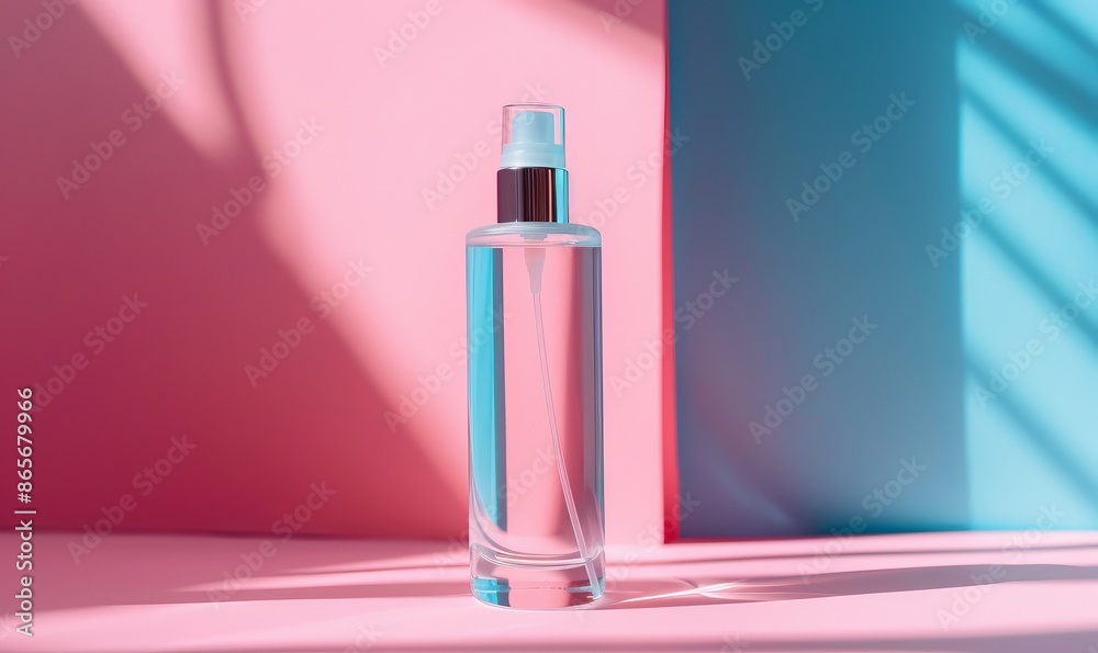 Front view spray bottle on the color background woman cream Front view spray bottle on the color background woman cream