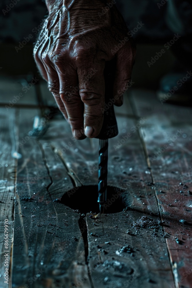 A person uses a knife to cut through a piece of wood, showing the process of woodwork or crafting A person uses a knife to cut through a piece of wood, showing the process of woodwork or crafting