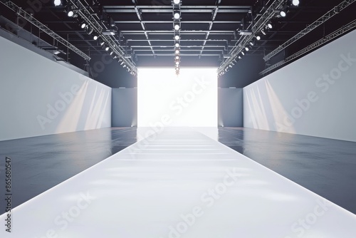 Clean white empty fashion runway