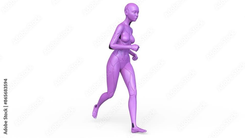 走る女性サイボーグ 3DCGレンダリング 走る女性サイボーグ 3DCGレンダリング