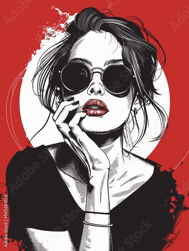 Fashion woman in sketch-style. Abstract female portrait. Hand drawn vector illustration.
