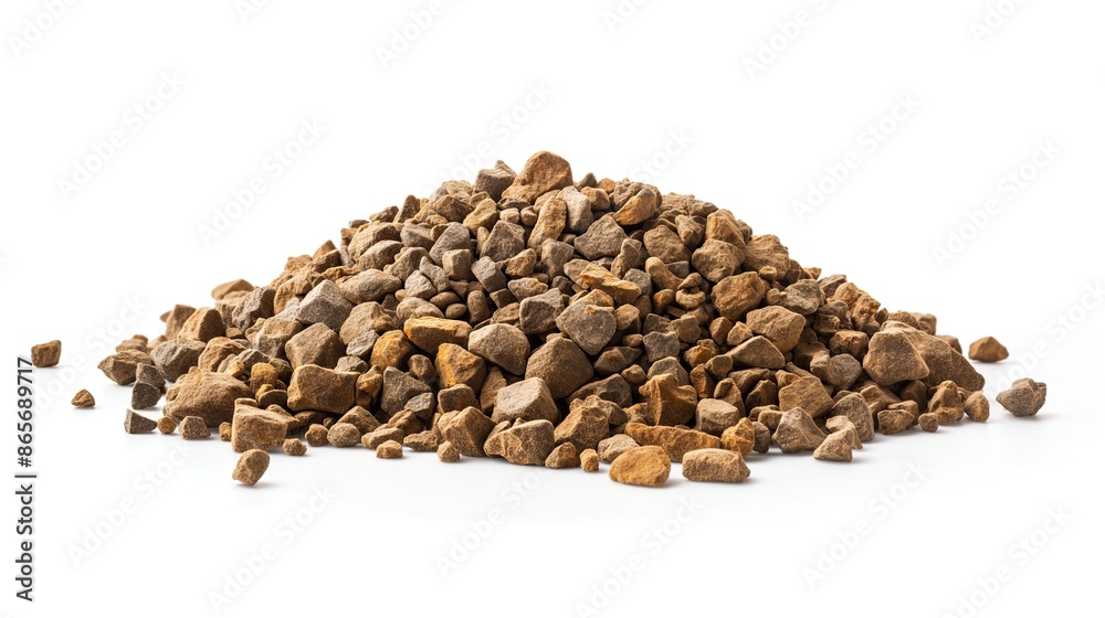 side view on gravel pile on white background side view on gravel pile on white background
