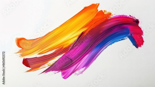 The image is an abstract painting with bright colors. It is made with oil paints and has a thick texture. The colors are vibrant and saturated, and the brushstrokes are visible. The painting is full