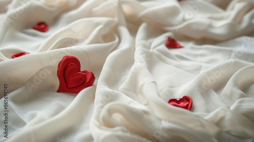 Love symbols on white cloth romantic occasions