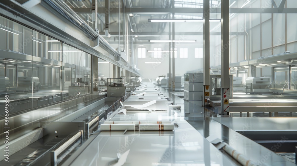 Fototapeta premium Cigarette Manufacturing Line with White Space
