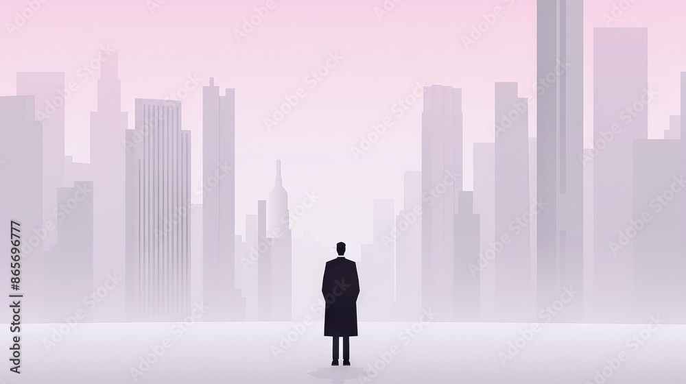 A young man with curly hair wearing headphones on a background with pink shades. Silhouette of a guy listening to music or podcast A young man with curly hair wearing headphones on a background with pink shades. Silhouette of a guy listening to music or podcast