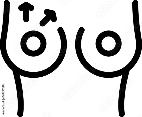 Simple icon representing the result of an augmentation mammoplasty