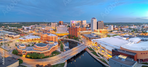 Rochester, Minnesota, USA cityscape on the Zumbro River photo